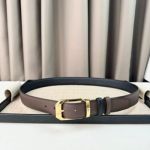 1:1  Montblanc  Chocolate&Black Leather Belt with Gold Logo Buckle Needel Buckle  3.5cm